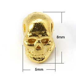 Mixed Color Alloy Beads, Halloween, Skull, Mixed Color, 8x5x6mm, Hole: 1mm