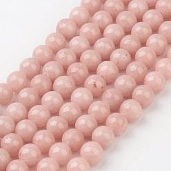 Light Salmon Natural Mashan Jade Round Beads Strands, Dyed, Light Salmon, 6mm, Hole: 1mm, about 69pcs/strand, 15.7 inch