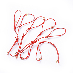 Red Elastic Cord Bracelet Making, with Iron Jump Rings, Adjustable, Red, 130mm