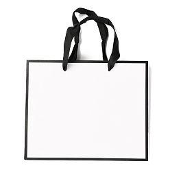 Белый Прямоугольные бумажные пакеты, с ручками, для подарочных пакетов и сумок, белые, 18x22x0.6 см
