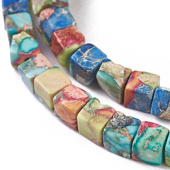 Mixed Color Natural Imperial Jasper Beads Strands, Dyed, Cube, Mixed Color, 4.5x4.5x4.5mm, Hole: 0.8mm, about 87~88pcs/strand, 15.1 inch~15.3 inch(38.5~39cm)