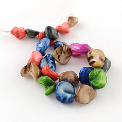 Colorful Dyed Natural Freshwater Shell Nuggets Bead Strands, Colorful, 13~18x10~18x8~15mm, Hole: 1mm, about 24pcs/strand, 15.7 inch