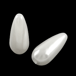 Snow ABS Plastic Imitation Pearl Teardrop Beads, Snow, 17x7.5mm, Hole: 2mm, about 850pcs/500g