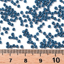 Dodger Blue 11/0 Grade A Round Glass Seed Beads, Baking Paint, Dodger Blue, 2.3x1.5mm, Hole: 1mm, about 48500pcs/pound