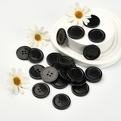 Черный Пуговицы из смолы, окрашенные, плоско-круглые, чёрные, 25x3 мм, отверстия: 2 mm, 98 шт / пакет