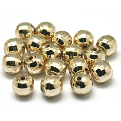 Golden Plated Faceted Round Plated Acrylic Beads, Golden Plated, 10mm, Hole: 1.5mm, about 800pcs/pound