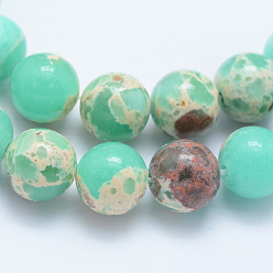 Light Green Synthetic Imperial Jasper Beads Strands, Round, Light Green, 6~6.5mm, Hole: 1mm, about 64pcs/strand, 15.3 inch(39cm)