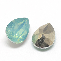 Turquoise Pointed Back Resin Rhinestone Cabochons, teardrop, Turquoise, 14x10x6mm, about 220pcs/bag
