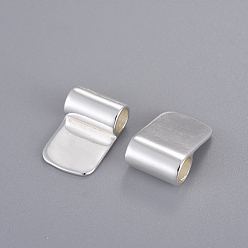 Silver Brass Glue-on Flat Pad Bails, Silver Color Plated, 16.5x11mm, Hole: 4.5mm