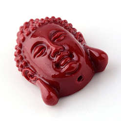 Dark Red Synthetic Coral Beads, Dyed, Buddha Head, Dark Red, 15.5x11x6mm, Hole: 1.5mm