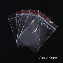 Red Plastic Zip Lock Bags, Resealable Packaging Bags, Top Seal, Self Seal Bag, Rectangle, Red, 9x6cm, Unilateral Thickness: 1.1 Mil(0.028mm)