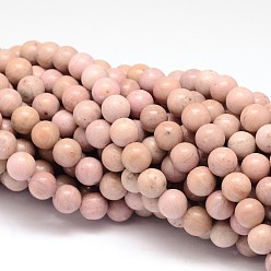 Corail Clair Rhodonite naturelles brins de perles, ronde, corail lumière, 10mm, Trou: 1mm, Environ 41 pcs/chapelet, 15.94 pouce