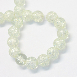 White Baking Painted Transparent Crackle Glass Round Bead Strands, White, 6.5mm, Hole: 1.5mm, about 145pcs/strand, 31.4 inch