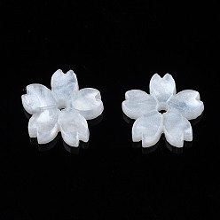 Blanc Perles acryliques opaques, sakura, blanc, 10.5x11x2mm, Trou: 1.2mm