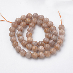 Sunstone Natural Sunstone Beads Strands, Round, 8x7.5mm, Hole: 1mm, about 46~49pcs/strand, 15.5 inch