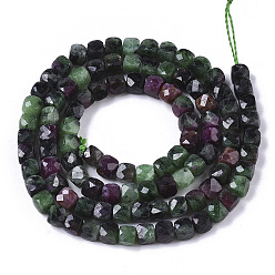 Ruby in Zoisite Natural Ruby in Zoisite Bead Strands, Faceted, Cube, 4~4.5x4~4.5x4~4.5mm, Hole: 0.8mm, about 100pcs/strand, 15.35 inch(39cm)