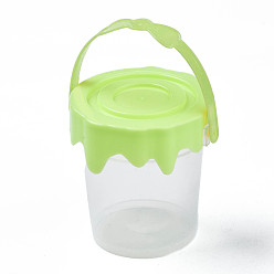 Бледно-Зеленый Контейнеры для хранения пластиковых шариков из полистирола, с крышкой, бочкообразные формы, бледно-зеленый, 8x8.6 см, отверстие : 41x83 мм, Отсек: 74x80 мм