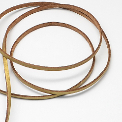 Verge D'or Fil de daim, cordon suede, dentelle de faux suède, un côté couvrant de simili cuir, verge d'or, 2.7x1.4mm, environ 98.42 yards (90m)/rouleau