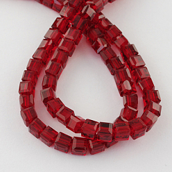 Dark Red Glass Bead Strands, Faceted, Cube, Dark Red, 6x6x6mm, Hole: 1mm, about 100pcs/strand, 22 inch