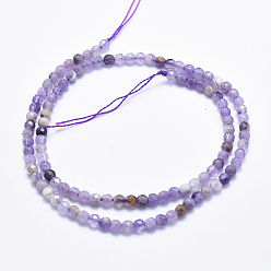 Amethyst Natural Chevron Amethyst Beads Strands, Faceted, Round, 4mm, Hole: 0.8mm, about 103pcs/strand, 15.7 inch