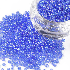 Cornflower Blue 12/0 Grade A Round Glass Seed Beads, Transparent Colours Rainbow, Cornflower Blue, 12/0, 2x1.5mm, Hole: 0.9mm, about 30000pcs/bag