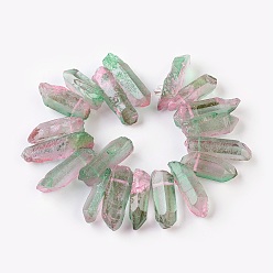 Couleur Mélangete Brins de perles de cristal de quartz naturel, couleur mixte, 20~40x9~15x7~12mm, Trou: 1mm, Environ 17~19 pcs/chapelet, 6.6~6.8 pouce (17~17.5 cm)