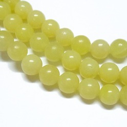 Lemon Chiffon Natural Lemon Jade Beads Strands,  Round, Lemon Chiffon, 8mm, Hole: 1mm, about 49pcs/strand, 15.4 inch