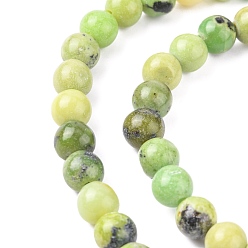 Green Natural Serpentine Beads Strands, Round, Green, 6mm, Hole: 1mm, about 63pcs/strand, 15.5 inch