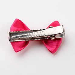Mixed Color Iron Alligator Hair Clips, with Handmade Woven Bowknot, Platinum, Mixed Color, 36x22x9mm