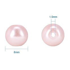 Pink Eco-Friendly Dyed Glass Pearl Round Beads, Pink, 8mm, Hole: 1.2~1.5mm, about 200pcs/box