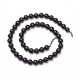 Tourmaline Naturelles tourmaline noire brins de perles, ronde, 8mm, Trou: 0.8mm, Environ 47 pcs/chapelet, 15.55 pouce (39.5 cm)