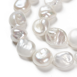 White Natural Baroque Pearl Keshi Pearl Beads Strands, Cultured Freshwater Pearl, Nuggets, White, 11~19x9~14x5~8mm, Hole: 0.2mm, about 35pcs/strand, 15.5 inch