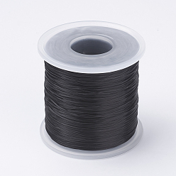 Черный Японский плоский эластичный хрустальный шнур, эластичная нить для бисера, для изготовления эластичного браслета, чёрные, 0.5 мм, около 328.08 ярдов (300 м) / рулон