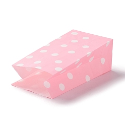 Pink Прямоугольные крафт-бумажные мешки, никто не обрабатывает, подарочные пакеты, полька точка рисунок, розовые, 9.1x5.8x17.9 см