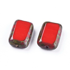 Mixed Color Retro Czech Glass Beads,  Rectangle, Mixed Color, 12x8x3.5mm, Hole: 0.9mm, about 120pcs/bag