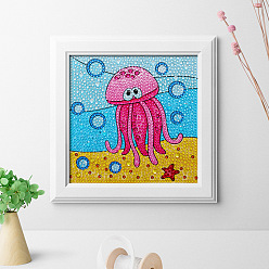 Octopus DIY Square Animal Diamond Painting Kits, Including Frame, Resin Rhinestones, Diamond Sticky Pen, Tray Plate and Glue Clay, Octopus Pattern, 185x185mm