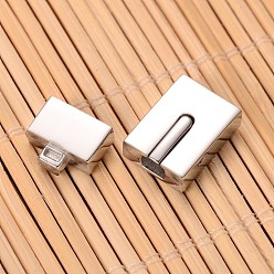 Stainless Steel Color Smooth Surface 304 Stainless Steel Rectangle Magnetic Clasps, Stainless Steel Color, 23x12x6mm, Hole: 3x10.5mm
