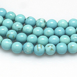 Howlite Natural Magnesite Beads Strands, Dyed & Heated, Round, 6mm, Hole: 1mm, about 63~65pcs/strand, 16 inch