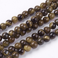 Tiger Eye Natural Tiger Eye Round Bead Strands, 4mm, Hole: 1mm, about 83~96pcs/strand, 15.7 inchinch
