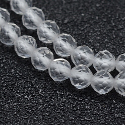 Quartz Crystal Natural Quartz Crystal Beads Strands, Rock Crystal Beads, Faceted, Round, 3mm, Hole: 0.5mm, about 113pcs/strand, 15.35 inch(39cm)