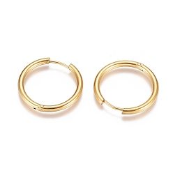 Золотой Ионное покрытие (ip) 304 серьги-кольца из нержавеющей стали, с 316 хирургическим стержнем из нержавеющей стали, кольцо, золотые, 25x2.5 мм, 10 датчик, штифты : 0.9 мм