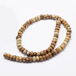Picture Jasper Natural Picture Jasper Beads Strands, Rondelle, 8x5mm, Hole: 1mm, about 75pcs/strand, 14.9 inch~15.1 inch
