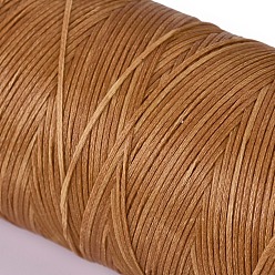 Dark Goldenrod Waxed Polyester Cord, Micro Macrame Cord, Waxed Sewing Thread, Flat, Dark Goldenrod, 0.8mm, about 284.33 yards(260m)/roll
