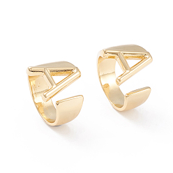 Letter A Brass Cuff Rings, Open Rings, Long-Lasting Plated, Real 18K Gold Plated, Letter.A, Size 6, 17mm