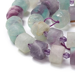 Fluorite Natural Fluorite Beads Strands, Frosted, Column, 10~10.5x4~8.5mm, Hole: 1.2mm, about 36pcs/strand, 15.55 inch(39.5cm)
