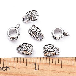 Antique Silver Tibetan Style Hangers, Bail Beads, Cadmium Free & Lead Free, Antique Silver, 11x6x7mm, Hole: 3mm, Inner Diameter: 4mm