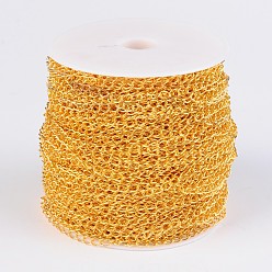 Золотой Латунные витой цепочки, бордюрные цепи, пайки, с катушкой, овальные, без свинца, без никеля и без кадмия, золотые, 5x4x0.5 мм, около 92 м / рулон