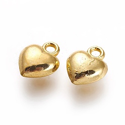 Golden Tibetan Style Alloy Charms, Lead Free, Nickel Free and Cadmium Free, Heart, Golden, 11.5mm long, 9mm wide, 4.5mm thick, hole: 1.5mm