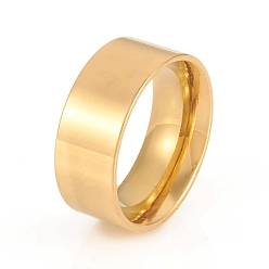 Золотой 201 кольца плоские плоские из нержавеющей стали, широкая полоса кольца, золотые, размер США 7 (17.3 мм), 8 мм