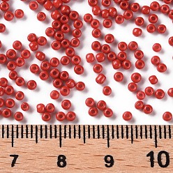 Crimson 11/0 Grade A Round Glass Seed Beads, Baking Paint, Crimson, 2.3x1.5mm, Hole: 1mm, about 48500pcs/pound